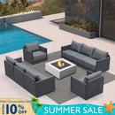PURPLE LEAF Sanori Classical without Table Grey Patio Conversation Set with  Cushions and Ottoman for Deck