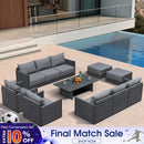 PURPLE LEAF Sanori Classical with Table Grey Patio Conversation Set with Cushions for Poolside