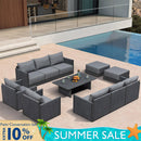 PURPLE LEAF Sanori Classical with Table Grey Patio Conversation Set with  Cushions and Ottoman for Poolside