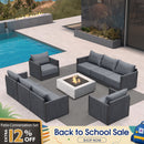 PURPLE LEAF Sanori Classical without Table Grey Patio Conversation Set with Cushions for Deck