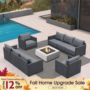PURPLE LEAF Sanori Classical without Table Grey Patio Conversation Set with Cushions for Deck