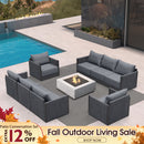 PURPLE LEAF Sanori Classical without Table Grey Patio Conversation Set with Cushions for Deck