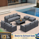 PURPLE LEAF Sanori Classical with Table Grey Patio Conversation Set with Cushions for Poolside