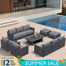 PURPLE LEAF Sanori Classical with Table Grey Patio Conversation Set with Cushions for Poolside