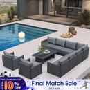 PURPLE LEAF Sanori L-Shaped Patio Couch Set Modular Sofa with Grey Cushions for Backyard