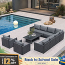 PURPLE LEAF Sanori L-Shaped Patio Couch Set Modular Sofa with Grey Cushions for Backyard