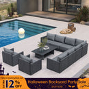 PURPLE LEAF Sanori L-Shaped Patio Couch Set Modular Sofa with Grey Cushions for Backyard