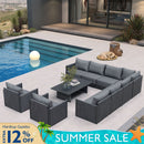 PURPLE LEAF Sanori L-Shaped Patio Couch Set Modular Sofa with Grey Cushions for Backyard