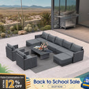 PURPLE LEAF Sanori Grey Symmetrical Outdoor Sectional  Modular Design with Cushions and Ottoman for Porch