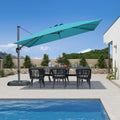 PURPLE LEAF Lateral Tilt Patio Umbrella with Base, 360° Swivel Cantilever Umbrella with Stand