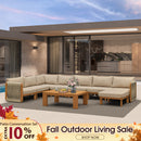 PURPLE LEAF Byron U-Shaped Modular Outdoor Sectional with Wide-Band Woven Design and Wood-Grain Aluminum Frame for Outdoor Courtyard