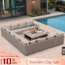 PURPLE LEAF Sanori U-Shaped Patio Couch Set Modular Sofa with Beige Cushions and Ottoman for Balcony
