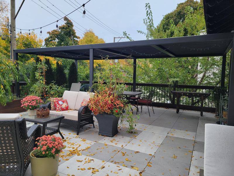 PURPLE LEAF Louvered Pergola Outdoor Aluminum Pergola with Adjustable Roof for Deck Backyard Garden Hardtop Gazebo - Purple Leaf Garden