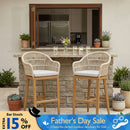 PURPLE LEAF Outdoor Bar Stools Rattan Bar Stools Counter Stools with Back and Cushions  for Patio, Garden, Kitchen
