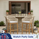 PURPLE LEAF Outdoor Bar Stools Rattan Bar Stools Counter Stools with Back and Cushions  for Patio, Garden, Kitchen