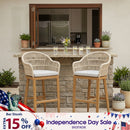 PURPLE LEAF Outdoor Bar Stools Rattan Bar Stools Counter Stools with Back and Cushions  for Patio, Garden, Kitchen