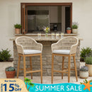 PURPLE LEAF Outdoor Bar Stools Rattan Bar Stools Counter Stools with Back and Cushions  for Patio, Garden, Kitchen