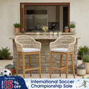 PURPLE LEAF Outdoor Bar Stools Rattan Bar Stools Counter Stools with Back and Cushions  for Patio, Garden, Kitchen