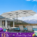 PURPLE LEAF Table Umbrella Double Sided Rectangular Patio Market Umbrella with Base