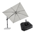 PURPLE LEAF Lateral Tilt Patio Umbrella with Base, 360° Swivel Cantilever Umbrella with Stand