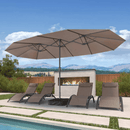 PURPLE LEAF Double-Sided Market Umbrella Large Rectangular Patio Umbrellas with Base