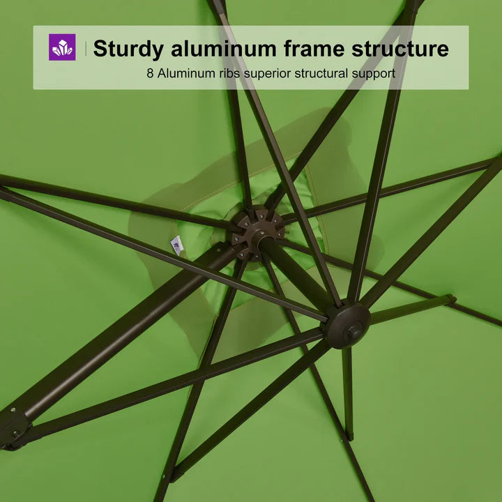 PURPLE LEAF Patio Cantilever Umbrella with Sturdy Aluminum Frame Structure, 8 aluminum ribs superior structural support