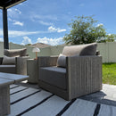 PURPLE LEAF Sanori L-Shaped Patio Couch Set Modular Sofa with Beige Cushions and Ottoman for Backyard