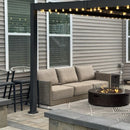 PURPLE LEAF Sanori Classical without Table Patio Conversation Set with Beige Ottoman and Cushions for Backyard or Porch