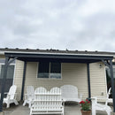 PURPLE LEAF Lean to Gazebo Metal Roof Patio Cover Built-in Drain Slots Wall Mounted Gazebo with Lights-milky for Outdoor Extension