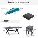 PURPLE LEAF Patio Table and Umbrella Set, 10×13 ft Grey Pole Cantilever Outdoor Umbrella with Base