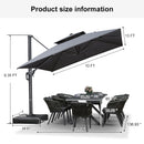 PURPLE LEAF Patio Table and Umbrella Set, 10×13 ft Grey Pole Cantilever Outdoor Umbrella with Base