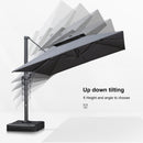 PURPLE LEAF Patio Table and Umbrella Set, 10×13 ft Grey Pole Cantilever Outdoor Umbrella with Base