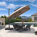 PURPLE LEAF Patio Table and Umbrella Set, 10×13 ft Grey Pole Cantilever Outdoor Umbrella with Base