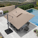 PURPLE LEAF Patio Table and Umbrella Set, 10×13 ft Grey Pole Cantilever Outdoor Umbrella with Base