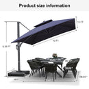 PURPLE LEAF Patio Table and Umbrella Set, 10×13 ft Grey Pole Cantilever Outdoor Umbrella with Base