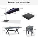 PURPLE LEAF Patio Table and Umbrella Set, 10×13 ft Grey Pole Cantilever Outdoor Umbrella with Base