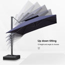 PURPLE LEAF Patio Table and Umbrella Set, 10×13 ft Grey Pole Cantilever Outdoor Umbrella with Base