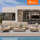 PURPLE LEAF Sicilia Classical Modular Outdoor Sectional with Sunbrella Khaki Cushions Flexible Layout for Porch Relaxation Space