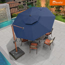 PURPLE LEAF SUNBRELLA Cantilever Umbrella Deluxe Wood Pattern Patio Umbrella