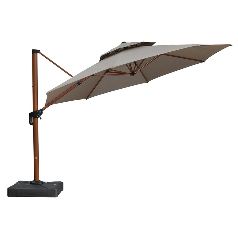PURPLE LEAF SUNBRELLA Cantilever Umbrella Deluxe Wood Pattern Patio Umbrella