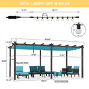 PURPLE LEAF Outdoor Pergola with Retractable Canopy Aluminum Shelter for Beach Porch Garden  Shade Pavilion Pergola  with Lights