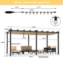 PURPLE LEAF Outdoor Pergola with Retractable Canopy Aluminum Shelter for Beach Porch Garden  Shade Pavilion Pergola  with Lights