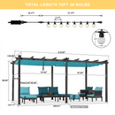 PURPLE LEAF Outdoor Pergola with Retractable Canopy Aluminum Shelter for Beach Porch Garden  Shade Pavilion Pergola  with Lights