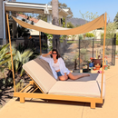 PURPLE LEAF Outdoor Luxury Daybed for Patio,  Poolside Chaise Lounge Bed with Cushion, Olefin Blend Fabric, Aluminum Frame Sunbed for Deck and Backyard