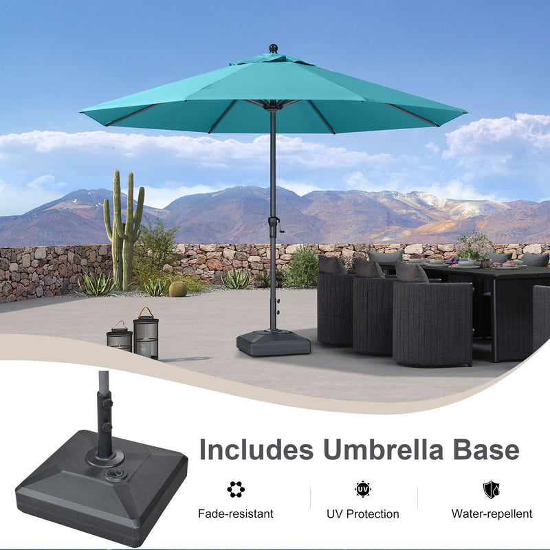 PURPLE LEAF Aluminum Patio Table Umbrella Heavy Duty Market Umbrella with Base