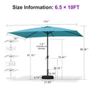 PURPLE LEAF Black Frame Outdoor Market Umbrellas Yard Tilting Patio Table Umbrella with Base