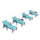 PURPLE LEAF Oversized Chaise Lounge Chair Outdoor Extra Wide Pool Lounge Chairs 5 Adjustable Position with Armrests and Side Table, Aluminum Patio Lounge Chair for Outside, Backyard, Pool