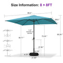 PURPLE LEAF Black Frame Outdoor Market Umbrellas Yard Tilting Patio Table Umbrella with Base