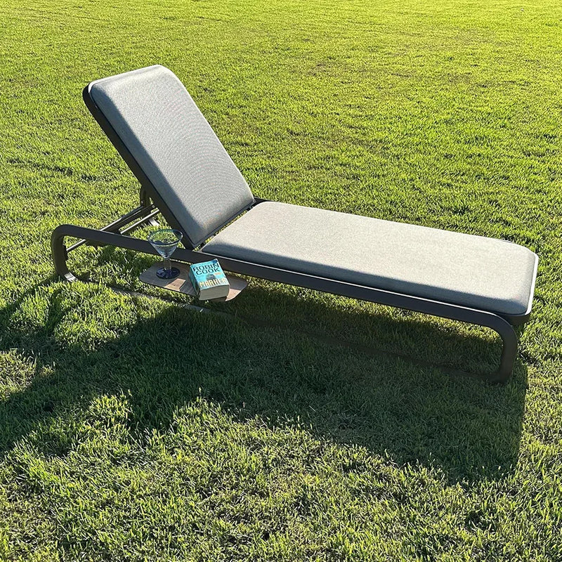 PURPLE LEAF Patio Chaise Lounge with Cushion Aluminum Tanning Chair Lounge Adjustable Reclining Set