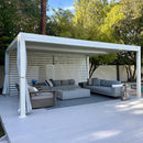 PURPLE LEAF Athena Louvered Pergola White Outdoor Aluminum Pergola with Roller Blind Adjustable Gazebo for Patio Deck Garden